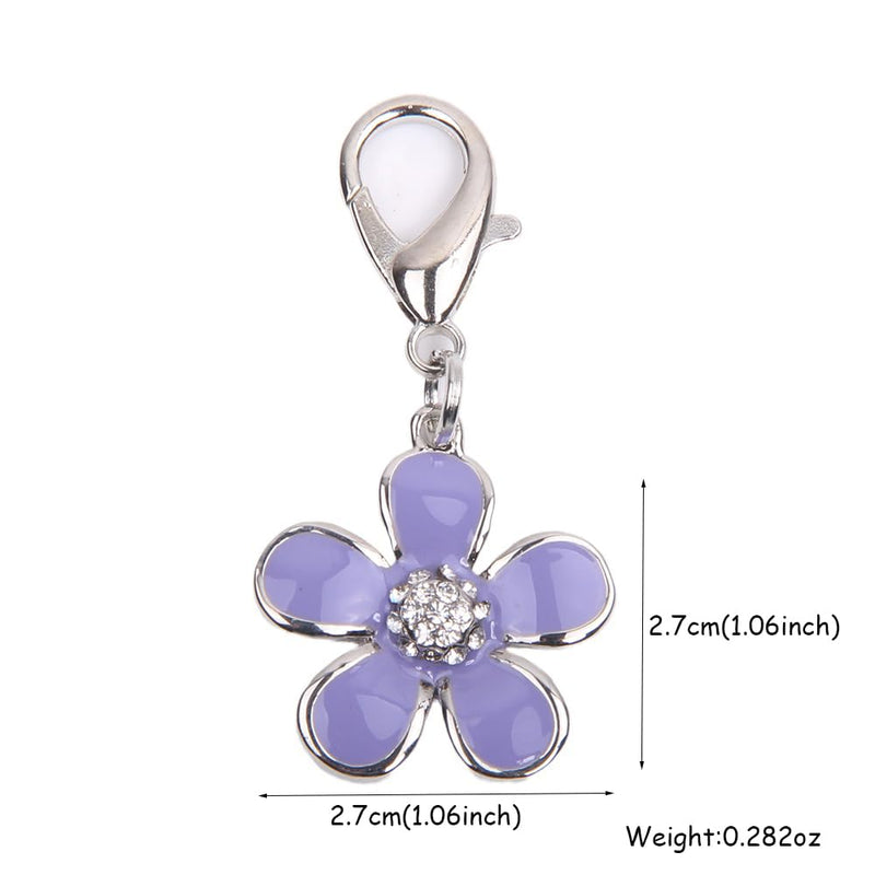 Bling Rhinestones Flower Charm Pendant Jewelry for Pet Dog Cat Puppy Necklace Collar Accessory Purple - BeesActive Australia