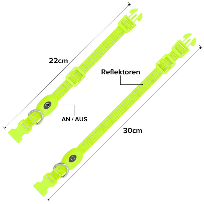 Kpuplol Luminous Dog Collar, Luminous Dog Collar, Rechargeable Dog Collar, Luminous LED Collar for Dogs, Adjustable Size, 2 Lighting Modes for Small Medium Large Dogs XS Green - BeesActive Australia