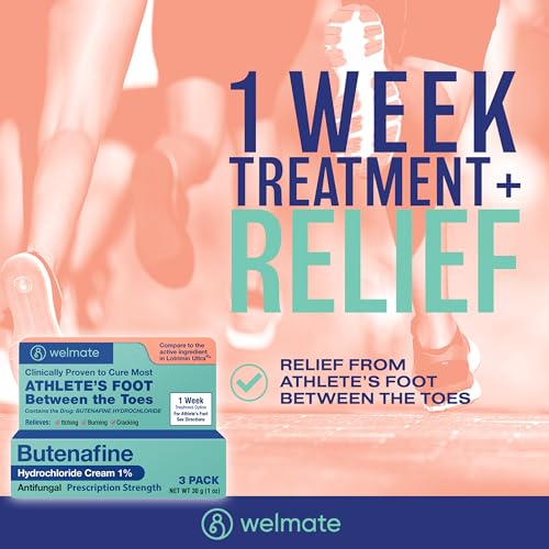WELMATE Butenafine Hydrochloride 1% Antifungal Cream for Skin, 1 oz, 3pk 3 Pack