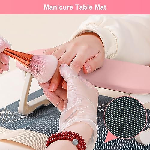 Diesisa Nail Arm Rest, Foldable PU Leather Nail Hand Rest For Nails Tech Pink