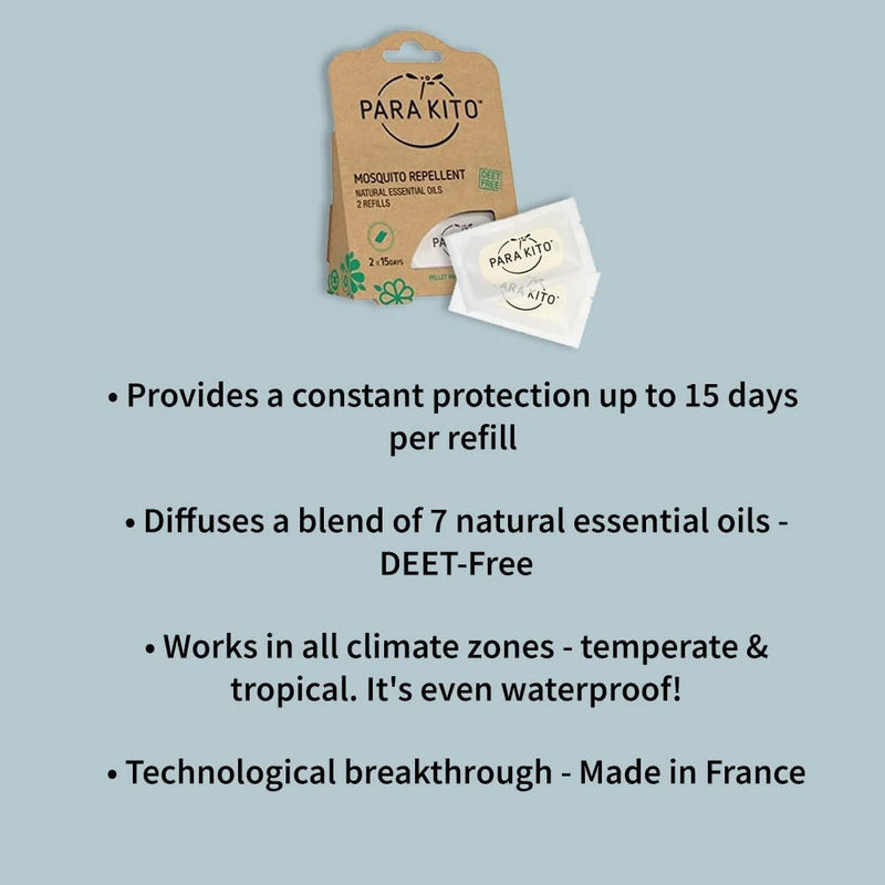 PARA'KITO Refill Pellets for Mosquito Repellent Bracelets, Mosquito Pellets with Citronella Oil, Peppermint Oils, Hiking & Camping Accessories, 2 Refills (15 Days Each) 6 Count (Pack of 1) - BeesActive Australia