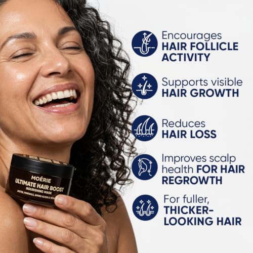 Moerie Mineral Hair Growth & Repair Mask – Hair Loss treatment Mask – Hair Regrowth For Longer, Thicker, Fuller Hair - Vegan Friendly – Paraben & Silicone Free Single Set