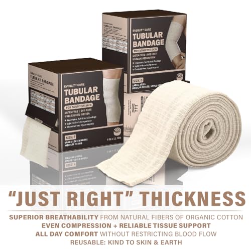EVERLIT 560D Cotton Blend Elasticated Tubular Support Bandage | Latex-Free, Extra-Thick Breathable Stockinette for Arm, Knees, Legs | Moderate to High Compression for Sensitive Skin (D | 3" x 11 yd) Size D | 3" x 11 yd