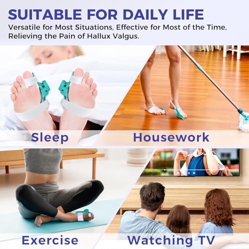 Bunion Corrector for Women & Men, Adjustable Knob Big Toe Splint,Orthopedic Brace for Hallux Valgus Correction, Toe Alignment & Pain Relief, Fits Left & Right Feet (Day & Night Wear,1PCS) Blue 1