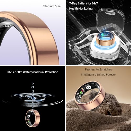 Smart Ring for Women & Men Fitness Sleep Heart Tracker Rose Gold 9