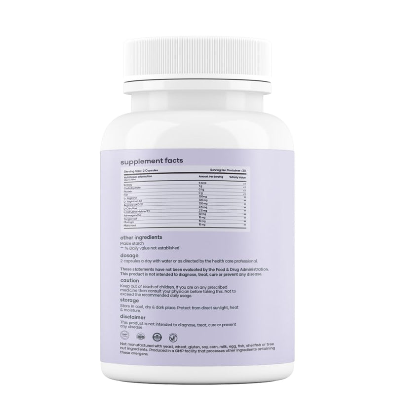 Mars Nitric Oxide Capsules ‚Äì with L-Arginine, L-Citrulline & Adaptogenic Blend | Supports Energy, Circulation & Muscle Recovery | 60 Capsules - Pack of 1 - BeesActive Australia