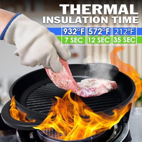 KETAR 2 Pair Aramid Fiber Heat Resistant Gloves for Cooking, 9.5 Inch