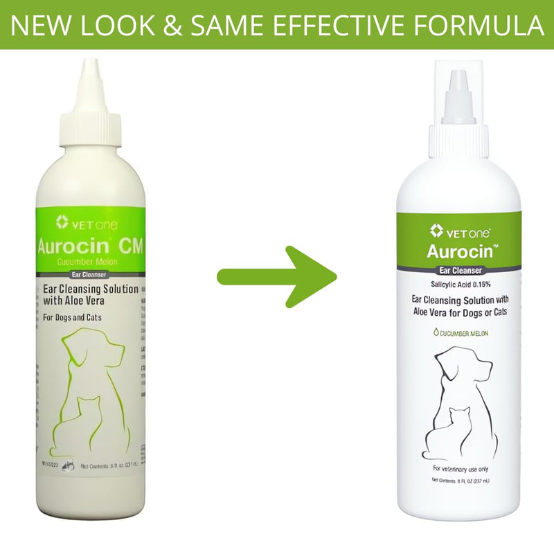 Vet One Aurocin cm Ear Cleanser (Cucumber Melon) with Aloe 8oz - BeesActive Australia