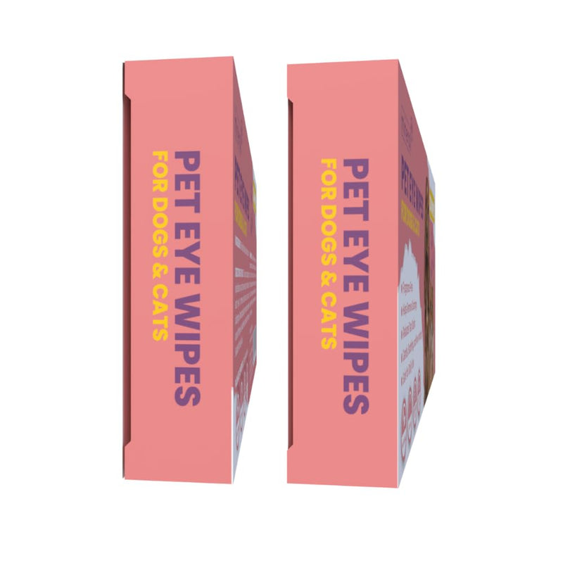 Pet Eye Wipes for Dogs & Cats - Individually Wrapped, Gentle Tear Stain Remover, Fragrance-Free, Alcohol-Free, Vegan, Soft Fabric - 20 Count
