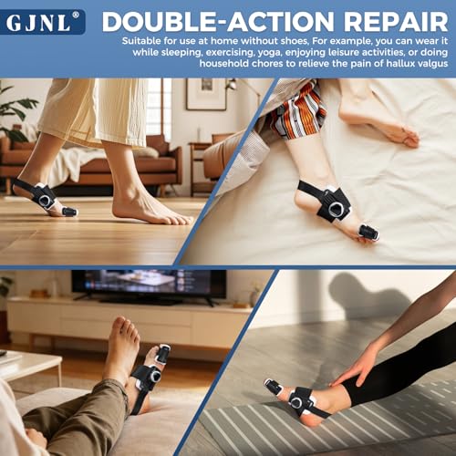GJNL Bunion Corrector for Women & Men – Upgraded Adjustable Bunion Fix for Big Toe Separation Pain Relief, Bunion Splint Suitable for Left/Right Feet, Toes Alignment Hallux Valgus Correction (Black) Black