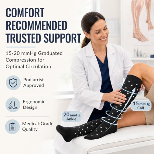 Copper Compression Socks for Women & Men (6 pairs) - Best Support for Nurses, Running, Hiking, Recovery Large-X-Large 02 Black