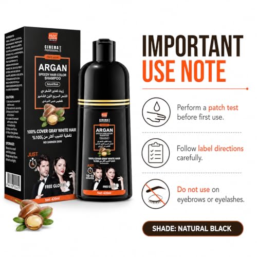 Dark Brown Hair Dye Shampoo, 2-in-1, 420ml, Gray Coverage Dark Brown