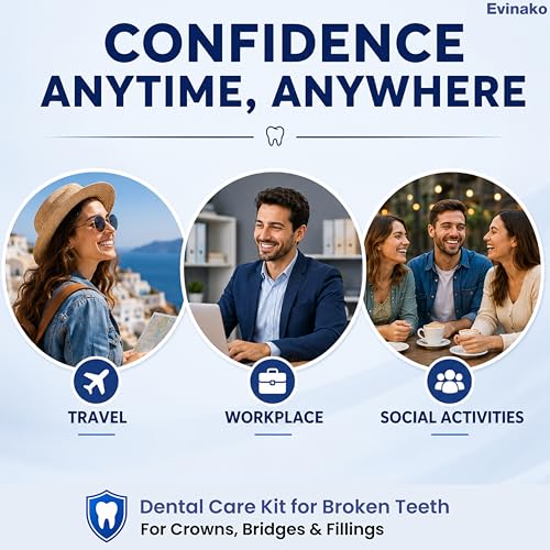 Dental Care Kit for Crowns & Bridges – Tooth Repair Kit for Loose Cap, Crown & Filling – Temporary Crown & Dental Repair Kit for At-Home Fix