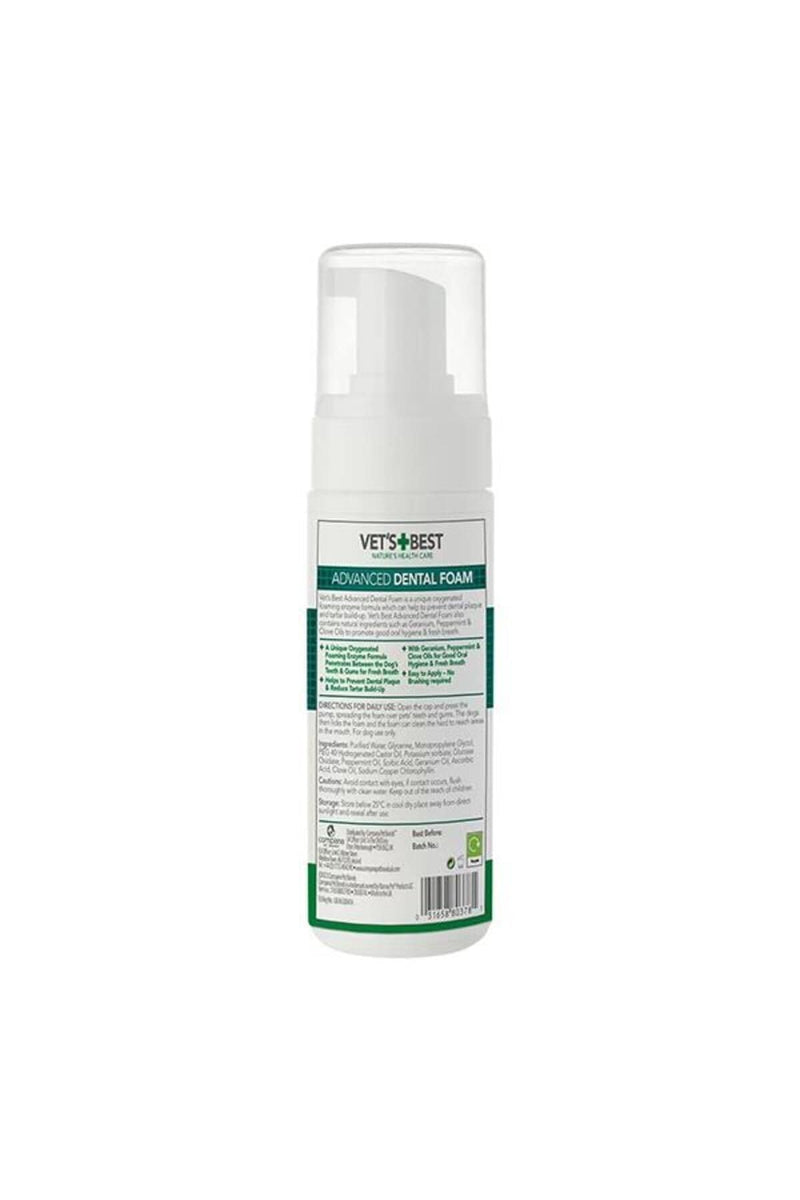 Vet's Best Enzymatic Dog Dental Foam, Teeth Cleaning and Fresh Breath Dental Care, 150 ml