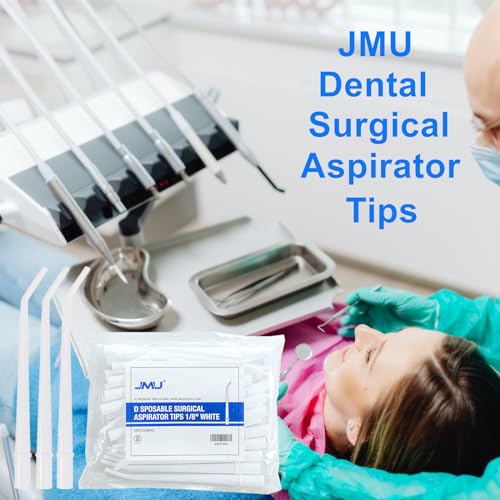 JMU 100Pcs Dental Surgical Aspirator Tips 1/8" Inch, White, 4 Bags of 25 White-1/8" 100