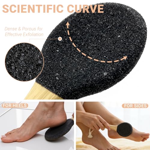 Curved Pumice Stone Foot File 2-Pack with Bamboo Handle