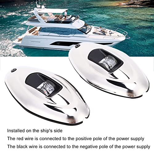 Evgatsauto Boat Navigation Light, 316 Stainless Steel Rubber Pad Bow Light Led Green Red Ip66 1 Nautical Mile Visibility Sailing Lamp, For Pontoons Yachts