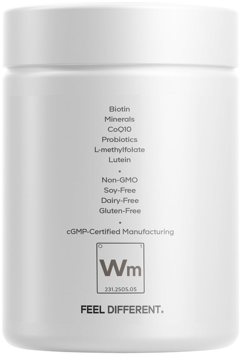 Codeage Women’s Multivitamin Platinum - Vitamins A D3 K1 K2 B12 & Minerals, CoQ10, Skin, Hair & Nails Complex, Collagen, Botanicals, Probiotics, Fermented Greens, Lutein, Astaxanthin - 90 Capsules
