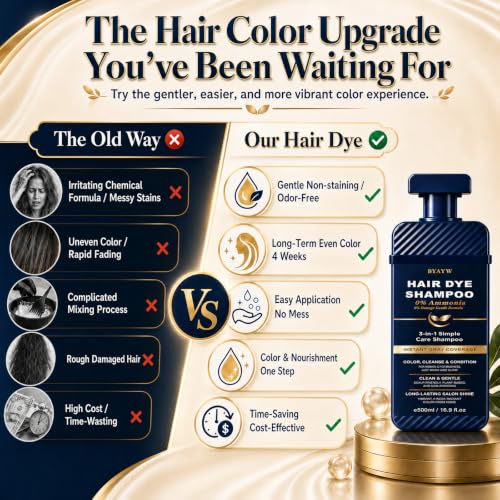 Light Brown Hair Dye Shampoo for Women & Men, Natural Color Depositing Light Brown