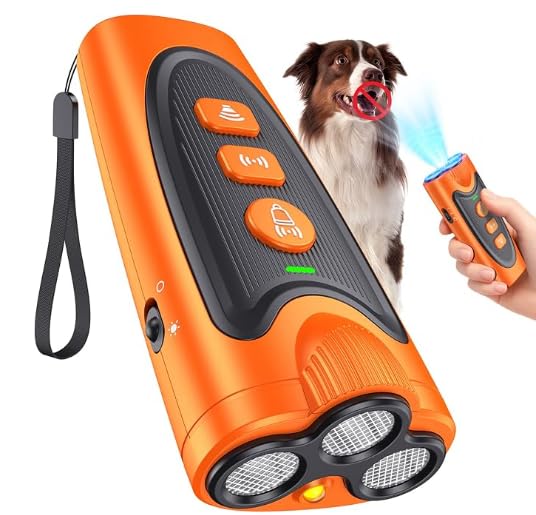 3X Ultrasonic Dog Bark Deterrent, 6 Adjustable Training Modes, Rechargeable Portable Handheld No Bark Device with 23ft Range, Safe Humane Anti Barking Control for Indoor Outdoor Dogs
