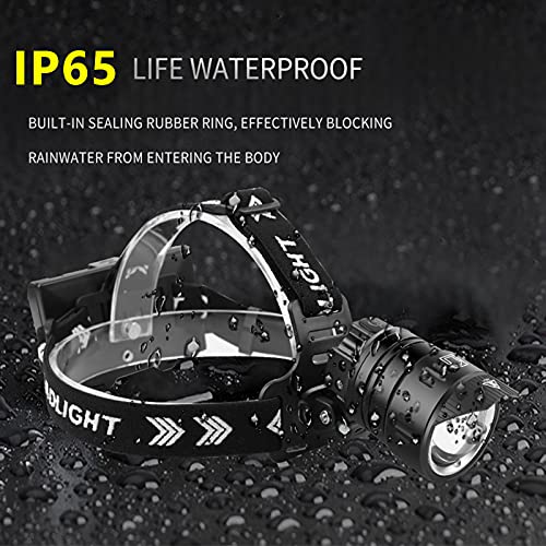 Rechargeable Headlamp Super Bright High Lumen, Powerful Zoomable 3 Modes Waterproof Headlight Motion Sensor LED Headlamps with Power Display for Camping Emergency