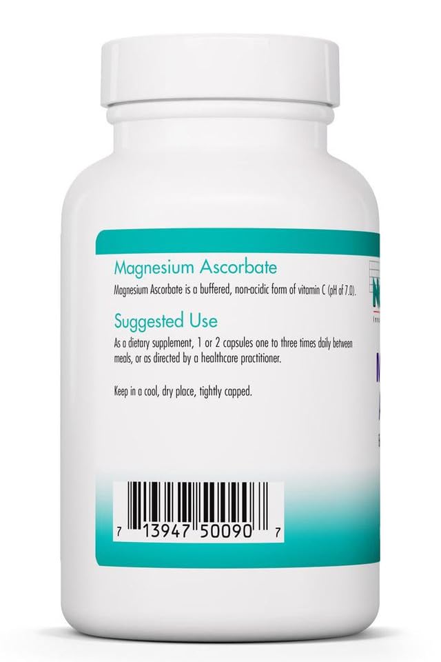 NutriCology Magnesium Ascorbate Buffered Vitamin C, 100 Capsules | 1000 mg Stomach-Friendly Non-Acidic Vitamin C, Buffered Magnesium Ascorbate, Vegetarian and Hypoallergenic