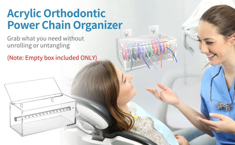 Acrylic Orthodontic Power Chain Organizer, Dental Organizer for Rubber Chain, Orthodontic Elastic Power Chain Dispenser Reel Box with Flip Lid, Dental Office Supply