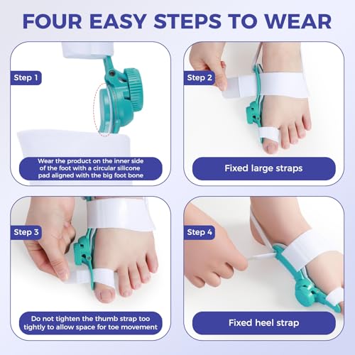 Bunion Corrector for Women & Men, Adjustable Knob Big Toe Splint,Orthopedic Brace for Hallux Valgus Correction, Toe Alignment & Pain Relief, Fits Left & Right Feet (Day & Night Wear,1PCS) Blue 1