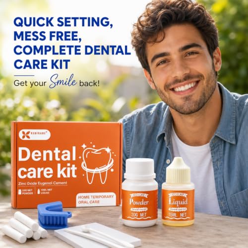 Zinc Oxide Eugenol Cement Dental Care Kit, Instant Tooth Repair Kit, Home Oral Temporary Dental Tooth Fillings, Self-Curing, Strong Bond Dental Cement Kit