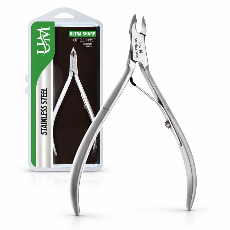 UM Supplies Cuticle Trimmer | Hangnail Remover | Extremely Sharp | Professional Cuticle Nippers | Stainless Steel | Cuticle clippers | Pedicure Manicure Tool (jaw 14) 5mm Jaw 14 - BeesActive Australia