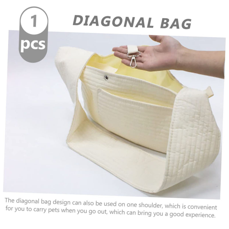 Breathable Canvas Pet Carrier Bag for Kittens Puppies Cross-Body Outdoor Pet Carrying Pouch Comfortable and Lightweight Kitten Storage Bag 43X29X11CM White - BeesActive Australia