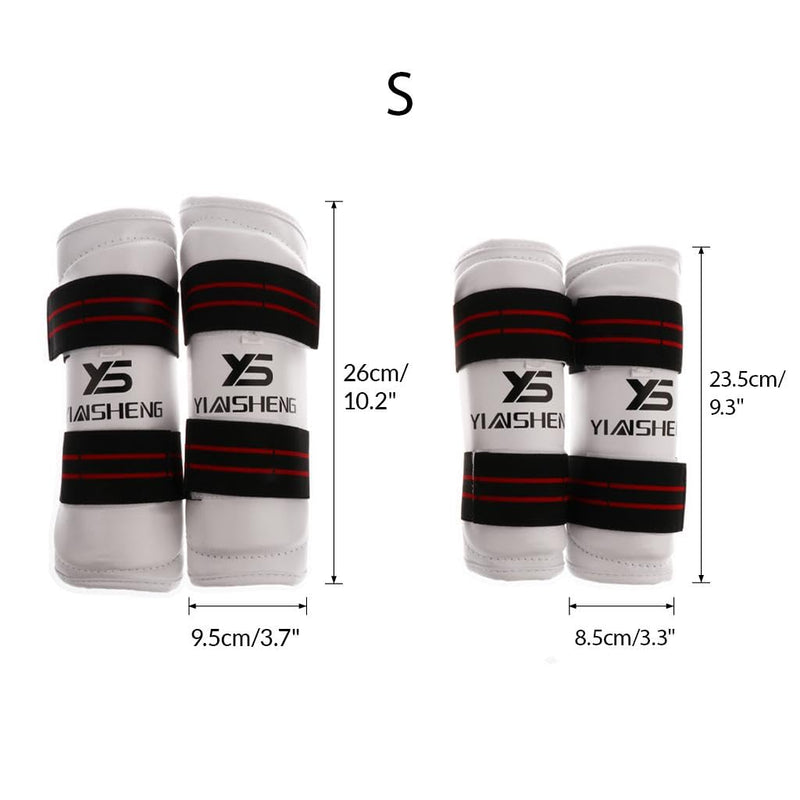 Taekwondo Shin Guard/Leg Protector + Arm Guard/Elbow Protector Set White Small