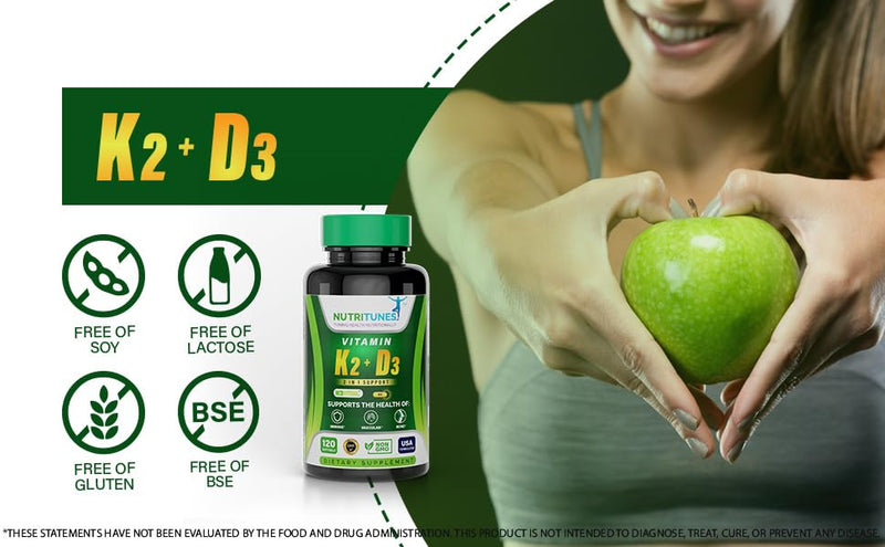 Vitamin K2 + D3 (120 Softgels) - Vitamin D3 K2 Supplement - Supports Cardiovascular & Bone Health - Non-GMO - Allergen-Free - 120 Softgels - BeesActive Australia
