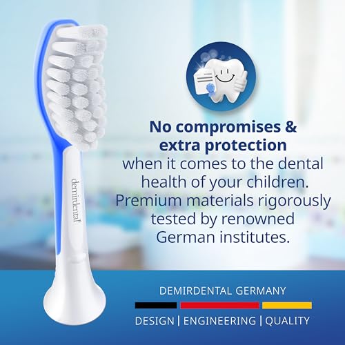 demirdental Kids Toothbrush Heads Compatible with Philips Sonicare Kids Toothbrush Heads - Replacement Heads Sensitive - Brush Heads from Ages 7 to 10 - Dark Blue - Replaces HX6048-8 Pack 7+ years