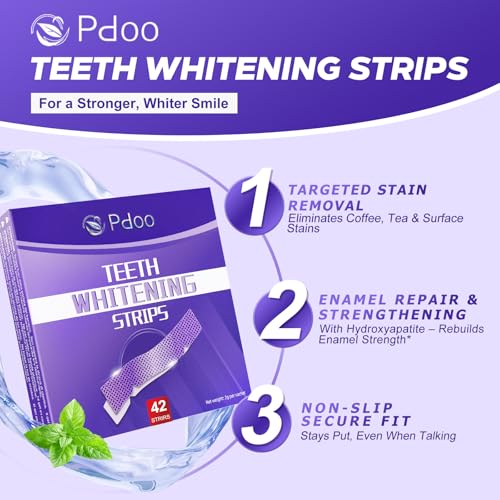 Purple Teeth Whitening Strips 42 Count - 21 Days Treatment Whitener Strips Purple 1 Count (Pack of 42)