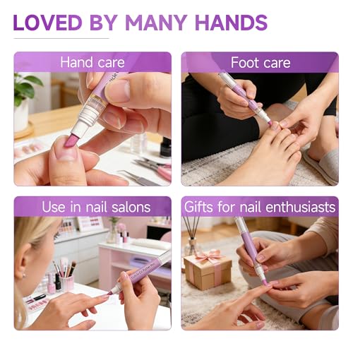 2 Pcs 2-in-1 Ceramic Cuticle Pen- 2026 New Cuticle Oil Pusher Pen Purple