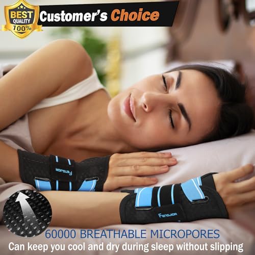 FENGJIDA Carpal Tunnel Wrist Brace for Night Sleep,Work,Typing Support Black Right-Large