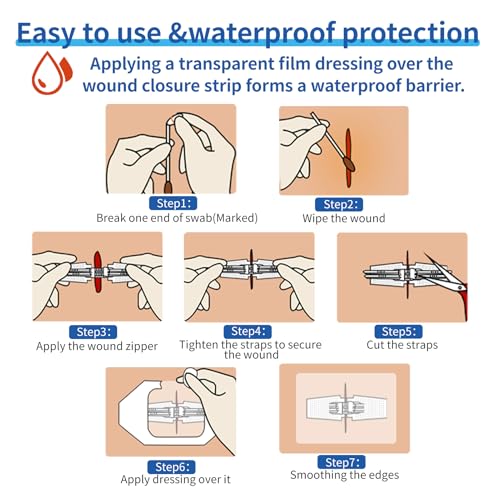 16 Pcs-Emergency Butterfly Bandages Wound Closure Device,Sterile Laceration Closure Strips,Zip Stitch Cut Closure Kit,Stitchless,Painless Bandaids Alternative for Home,Travel & Outdoor First Aid Kit