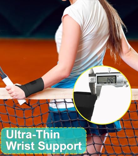 2 Pcs TFCC Wrist Brace for Tendonitis, Adjustable Ultra-thin Wrist Compression Strap for Fitness, Sprains, Sports, Weightlifting, Carpal Tunnel, Pain Relief，Fits 5"-7.5"(Black) Black