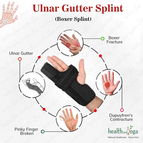 HealthAndYoga™ GuardNHeal Ulnar Gutter Boxer Splint – Must Use for Pinky Finger Splint, Boxer’s Fracture, Ulnar Gutter Wrist Brace, Metacarpal finger splint, Dupuytren's contracture - for Left or Right Hand (Medium) Medium (Pack of 1)