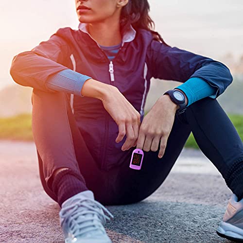 Zacurate Pro Series 500DL Fingertip Pulse Oximeter Blood Oxygen Saturation Monitor with Silicone Cover, Batteries and Lanyard (Mystic Purple) Mystic Purple