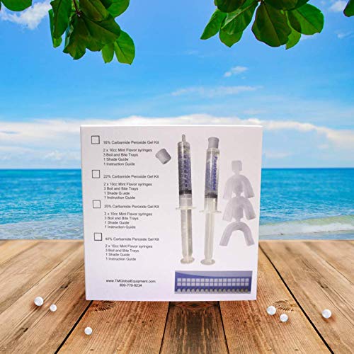 Pearlescence Teeth Whitening System 16% Carbamide Peroxide Gel Kit, 2 x 10ml Whitening Gel + 3 Boil and Bite Trays + Paper Shade Guide and Instruction.