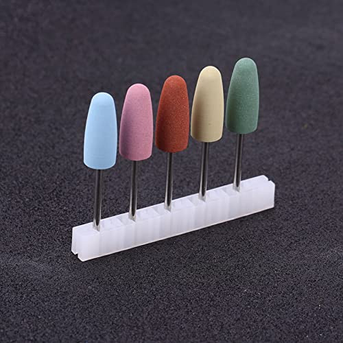 Ejoyous Nail Drill Bits Set, 5pcs Nail Art Silicone Polisher Nail Grinders Drill Bits, Smoothing Drill Cuticle Drill Bits for Nail Art Manicure Pedicure Nails Cuticle