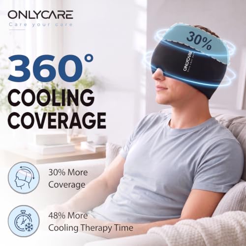 ONLYCARE Migraine Relief Cap, Headache Relief Cold Cap with Odorless Gel Original Black 1