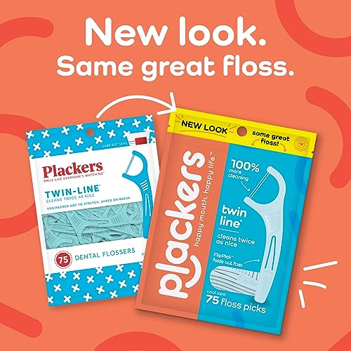 Plackers Twin-Line Dental Flossers Pack of 4, 600 Count and 300 Count, Dual Action Flossing System, Super Tuffloss, Cool Mint Flavor