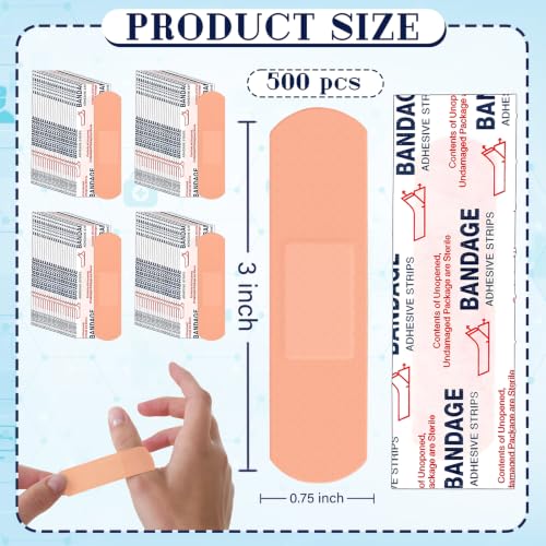 YIXIN 2000 Pcs 3/4" x 3" Adhesive Bandages Waterproof Breathable Band Aid, Suitable for Sensitive Skin, Suitable for Homeless Care Supplies, First Aid Kits, School Nurses, Enterprises, Etc