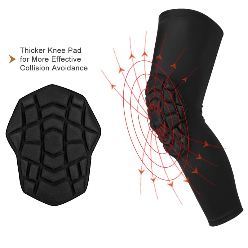SZKANI Knee Pads Compression Leg Sleeve Knee Sleeve for All Sports Wrestling Protector Gear, 1 Pair of Knee Paded Black_2 Pack Medium - BeesActive Australia