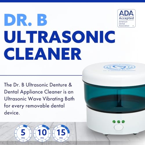 Dr. B Dental Solutions Ultrasonic Cleaner – Efficient Dental Cleaner with High-Frequency Waves for Removing Debris and Stains from Dentures, Night Guards, Retainers, and Aligners 1 Count (Pack of 1)