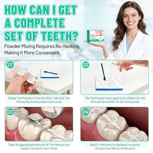 Temporary Tooth Repair Kit & Dental Cement for Crowns and Bridges - Emergency Cavity Filler, Dental Glue for Loose Caps, Zinc Oxide Eugenol, 20g & 15ml