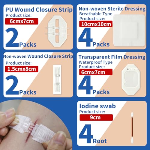 16 Pcs-Emergency Butterfly Bandages Wound Closure Device,Sterile Laceration Closure Strips,Zip Stitch Cut Closure Kit,Stitchless,Painless Bandaids Alternative for Home,Travel & Outdoor First Aid Kit